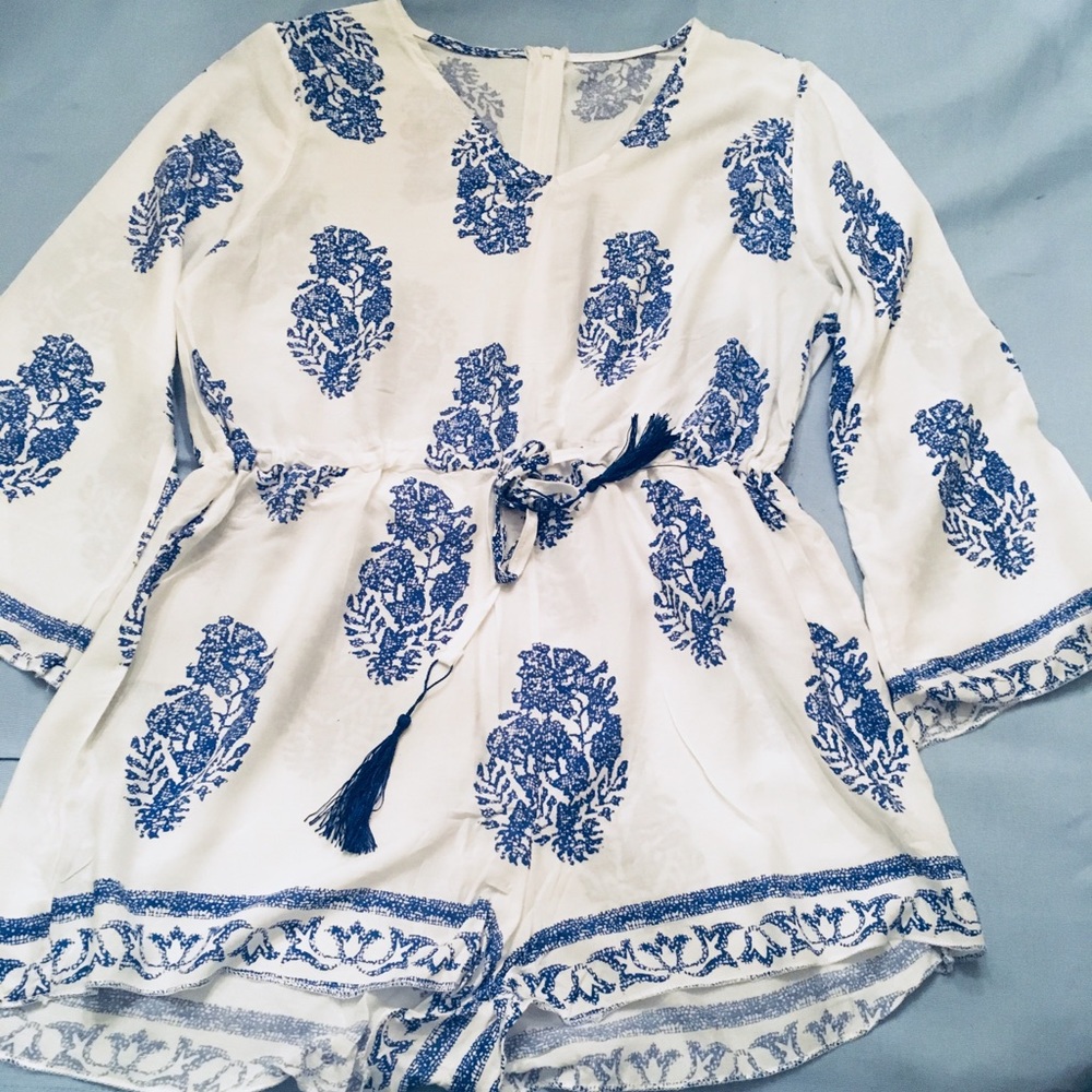 🛳Romper Blue & White with Tassels